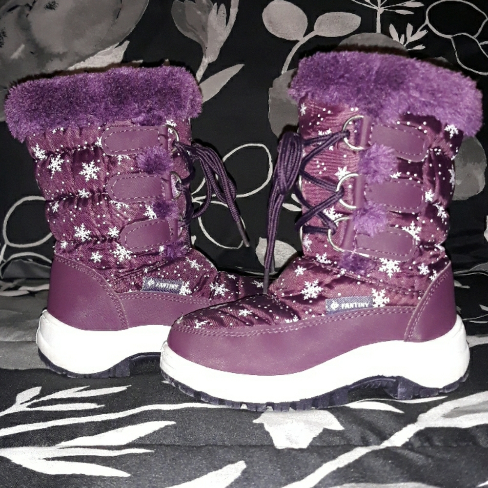 Purple toddler girls snow boots size 25=8